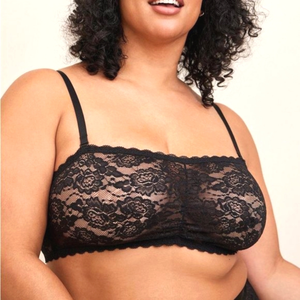 ❤️NWT TORRID UNLINED LACE BANDEAU BRALETTE - SEMI-SHEER - WIRELESS PLUS
